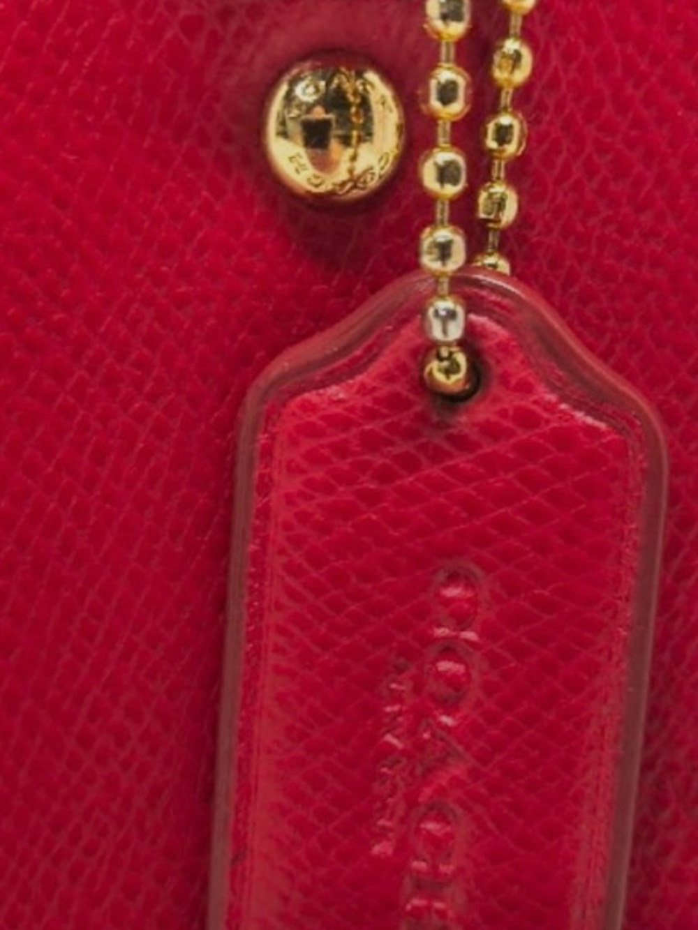 Coach Red Leather Tote with Gold Hardware